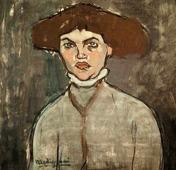 Porträt einer jungen Frau – Amedeo Modigliani Amedeo Modigliani 70x70