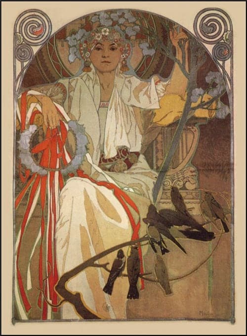 Plakat für das Frühlingsmusik- und Gesangsfest 1914 in Prag – Mucha Alfons Mucha 70x105