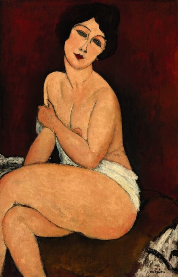 Nackte sitzend auf einem Sofa – Amedeo Modigliani Amedeo Modigliani 70x105