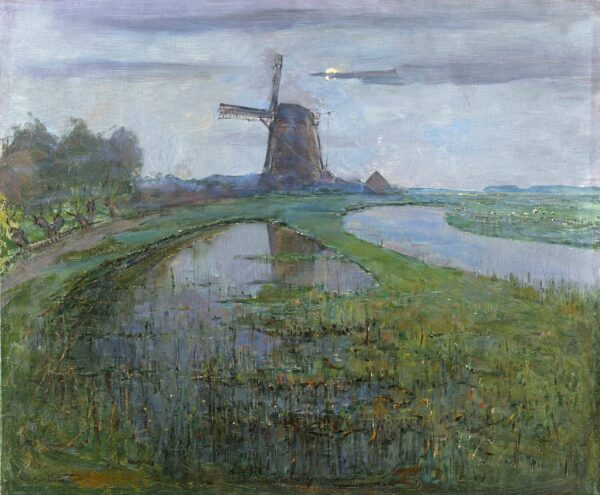 Moulin de l’est entlang des Flusses Gein im Mondschein – Mondrian Piet Mondrian 85x75