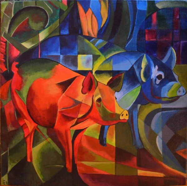 Schweine rot und blau – Franz Marc Franz Marc 70x70