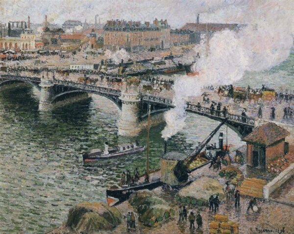 Die Brücke Boieldieu in Rouen, nasses Wetter – Camille Pissarro Camille Pissarro 85x75