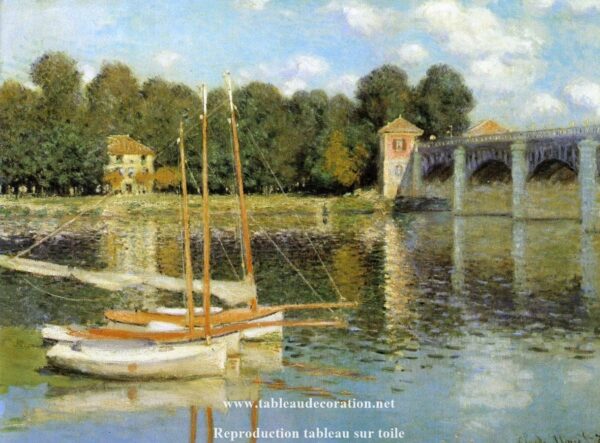 Die Brücke von Argenteuil – Gemälde von Claude Monet mit Boot Claude Monet 105x70