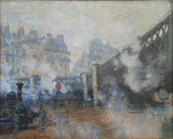 Die Eisenbahnbrücke von Saint-Lazare – Claude Monet Bahnhof Saint-Lazare von Claude Monet 85x75