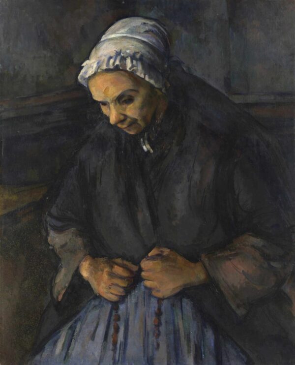 Ältere Frau mit einem Rosenkranz – Paul Cézanne Paul Cézanne 70x85