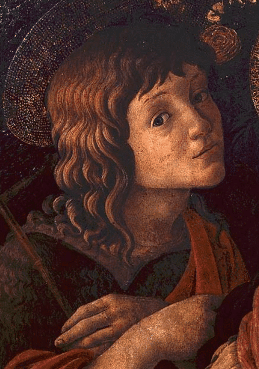 Jungfrau mit Kind und Johannes dem Täufer, Detail des jungen Heiligen – Sandro Botticelli Sandro Botticelli 70x105