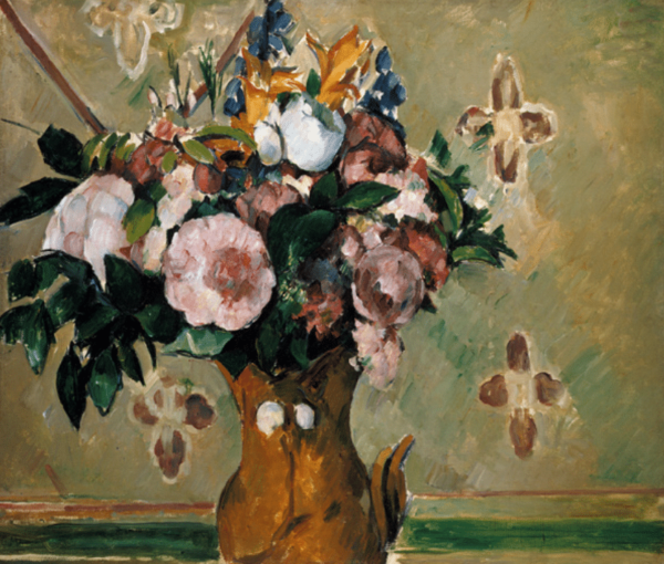 Blumenstrauß in einer braunen Vase – Paul Cézanne Paul Cézanne 85x75