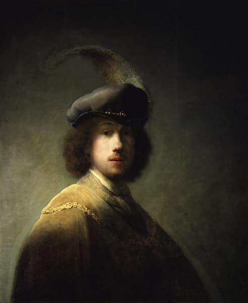 Selbstporträt, im Alter von 23 Jahren – Rembrandt van Rijn Rembrandt van Rijn 70x85