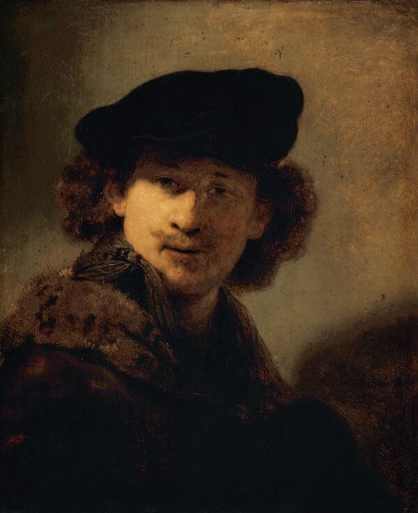 Selbstporträt mit Samt-Baskenmütze – Rembrandt van Rijn Rembrandt van Rijn 70x85