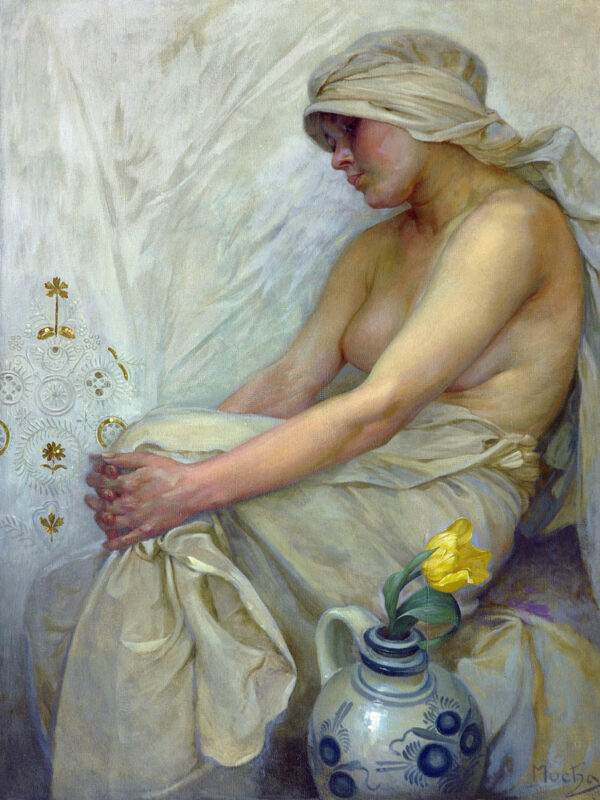 Mädchen sitzend – Mucha Alfons Mucha 70x85