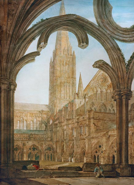 Blick nach Süden auf die Kathedrale von Salisbury von den Kreuzgängen aus – William Turner J.M.W. Turner 70x105