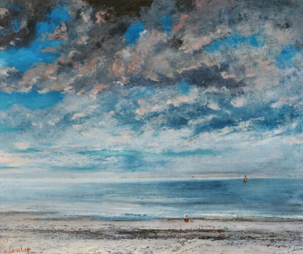 Der Titel lautet: «Der Strand, Sonnenuntergang – Gustave Courbet» Gustave Courbet 85x75