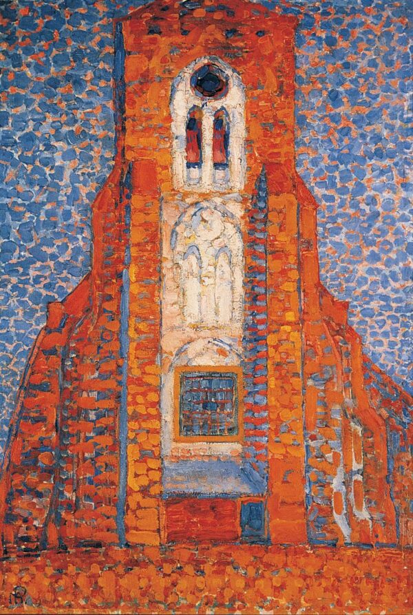 Sonne, Kirche in Zeeland, Kirchenfassade Zoutelande – Mondrian Piet Mondrian 70x105