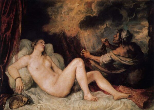 Danae mit einer Krankenschwester – Titian Tizian 105x70