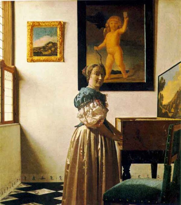 Eine stehende Dame am Virginal – Johannes Vermeer Jan Vermeer 70x70