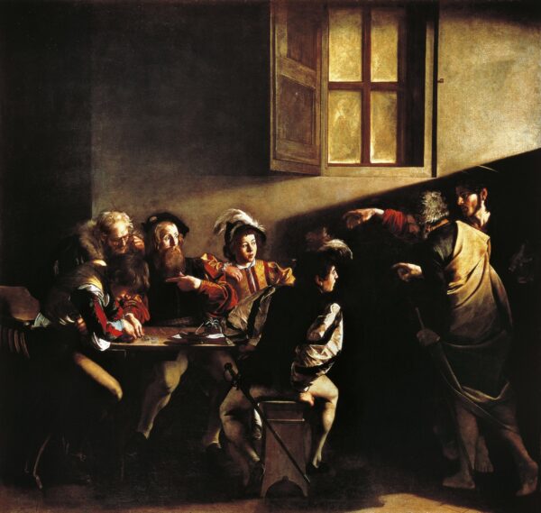 Die Berufung des Matthäus – Caravaggio Michelangelo Merisi da Caravaggio 70x70