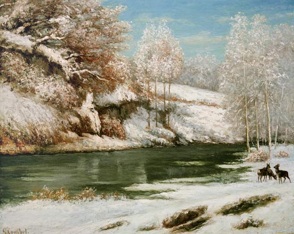 Winterlandschaft mit rotem Hirsch – Gustave Courbet Gustave Courbet 85x75