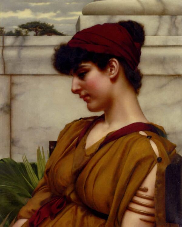 Eine klassische Schönheit im Profil – John William Godward John William Godward 70x85