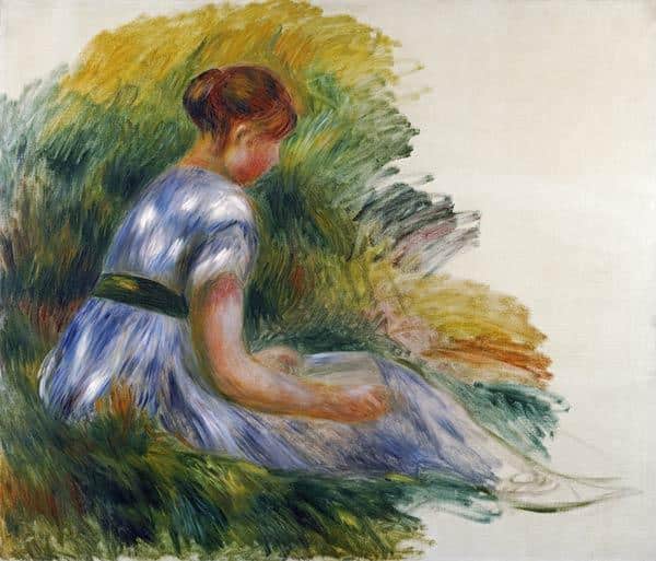 Alice Gamby im Garten, sitzendes Mädchen im Gras – Pierre-Auguste Renoir Pierre-Auguste Renoir 85x75