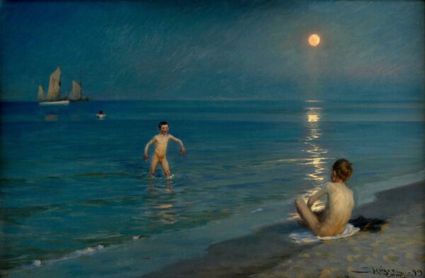 Jungen baden in Skagen, Sommerabend – Peder Severin Krøyer Peder Severin Krøyer