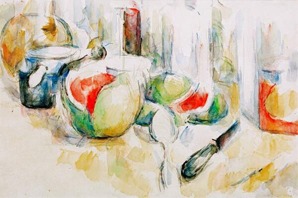 Stillleben mit angefangener Wassermelone – Paul Cézanne Paul Cézanne 105x70