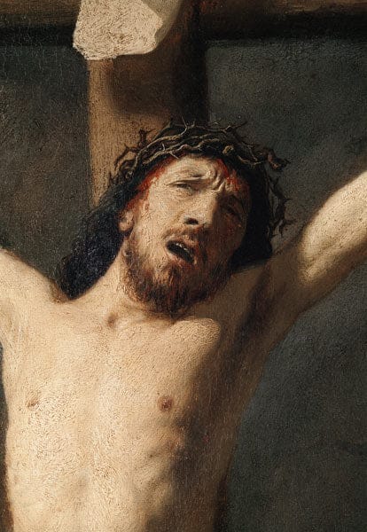 Christus am Kreuz, Detail des Kopfes – Rembrandt van Rijn Rembrandt van Rijn 70x105