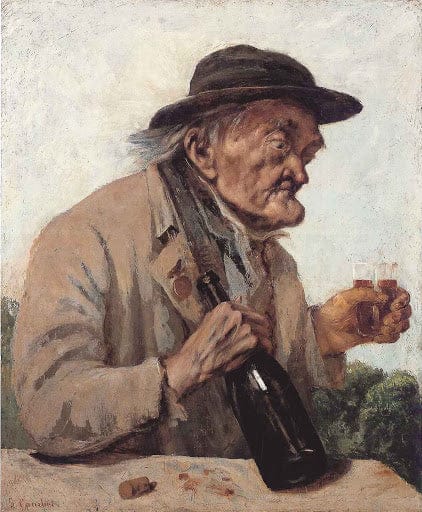 Alter Mann mit einem Glas Wein – Gustave Courbet Gustave Courbet 70x85