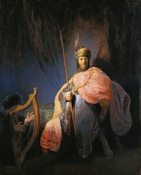 David, der vor Saul Harfe spielt – Rembrandt van Rijn Rembrandt van Rijn 70x85