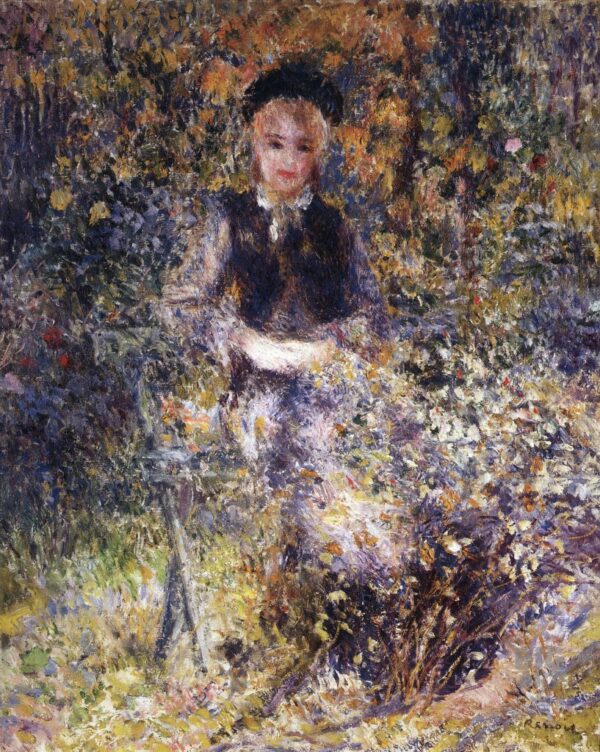 Junge Frau auf einer Gartenbank – Pierre-Auguste Renoir Pierre-Auguste Renoir 70x85