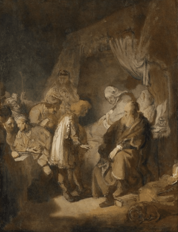 Joseph erzählt seinen Eltern und seinen Brüdern von seinen Träumen – Rembrandt van Rijn Rembrandt van Rijn 70x85