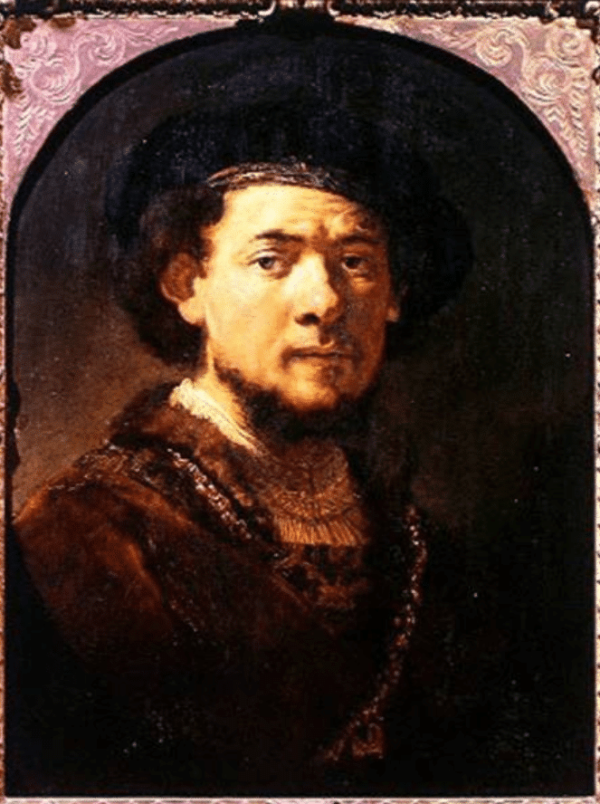 Porträt eines Mannes mit einer Goldkette oder Selbstporträt mit Bart – Rembrandt van Rijn Rembrandt van Rijn 70x85