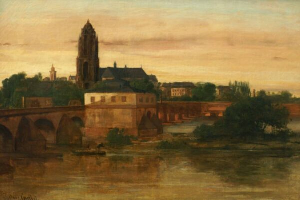 Blick auf Frankfurt am Main mit der Alten Brücke von Sachsenhausen aus – Gustave Courbet Gustave Courbet 105x70