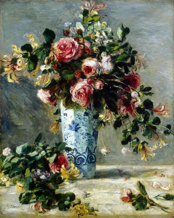 Rosen und Jasmin in einer Delfter Vase – Pierre-Auguste Renoir Pierre-Auguste Renoir 70x85 2