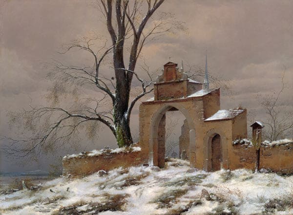 Friedhofstor allein im Winter – Caspar David Friedrich Caspar David Friedrich 105x70