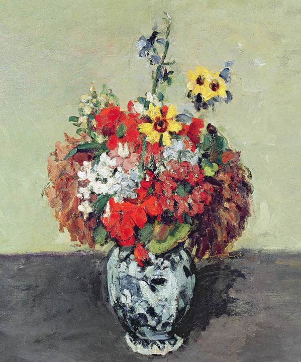 Blumen in einer Delfter Vase – Paul Cézanne Paul Cézanne 70x85