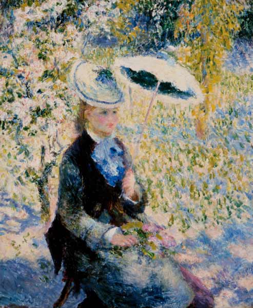 Frau mit Sonnenschirm zwischen Blüten – Pierre-Auguste Renoir Pierre-Auguste Renoir 70x85