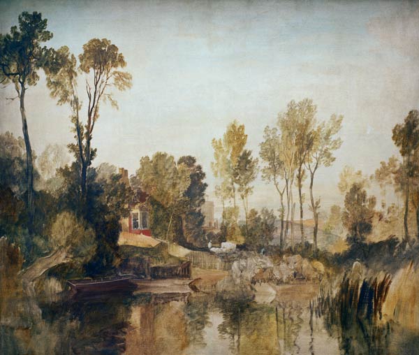 Haus am Fluss mit Bäumen und Schafen – William Turner J.M.W. Turner 85x75