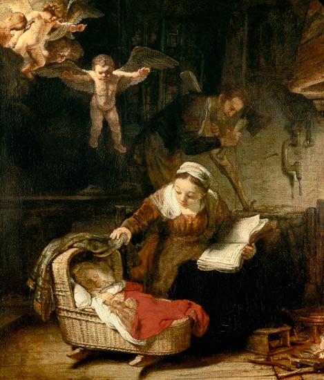 Die heilige Familie mit Engeln (Detail) – Rembrandt van Rijn Rembrandt van Rijn 70x85