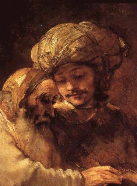 Jakob segnet die Kinder von Joseph (Detail von 375) – Rembrandt van Rijn Rembrandt van Rijn 70x105