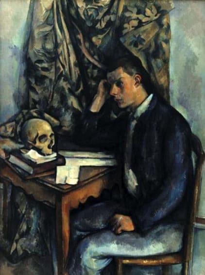 Junger Mann mit einem Schädel – Paul Cézanne Paul Cézanne 70x85