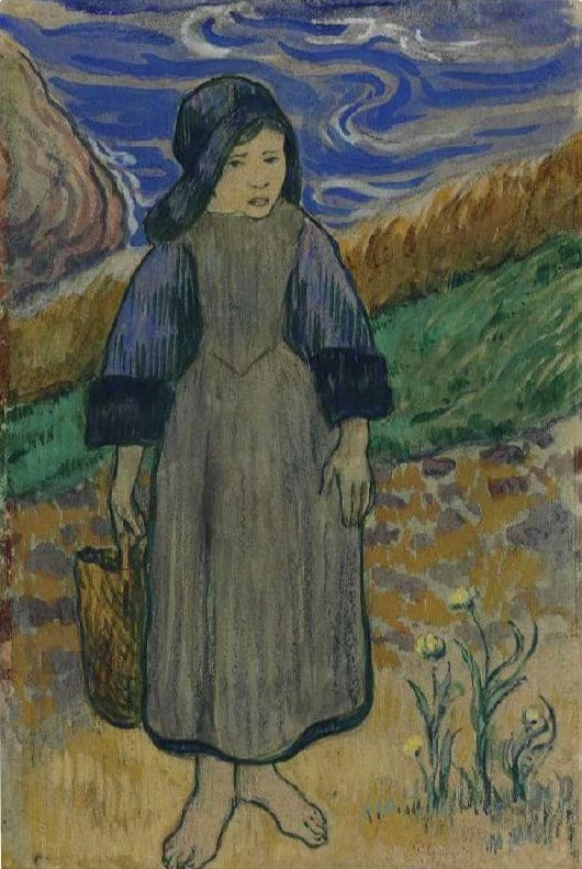 Junge bretonische Frau am Meer – Paul Gauguin Paul Gauguin 70x105