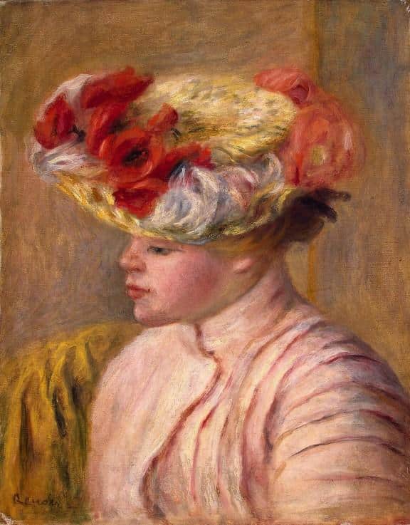 Junge Frau mit einem Blumenhut – Pierre-Auguste Renoir Pierre-Auguste Renoir 70x85