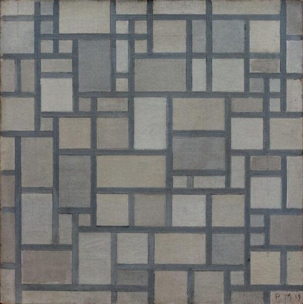 Zusammensetzung mit Gitter – Mondrian Piet Mondrian 70 x 70