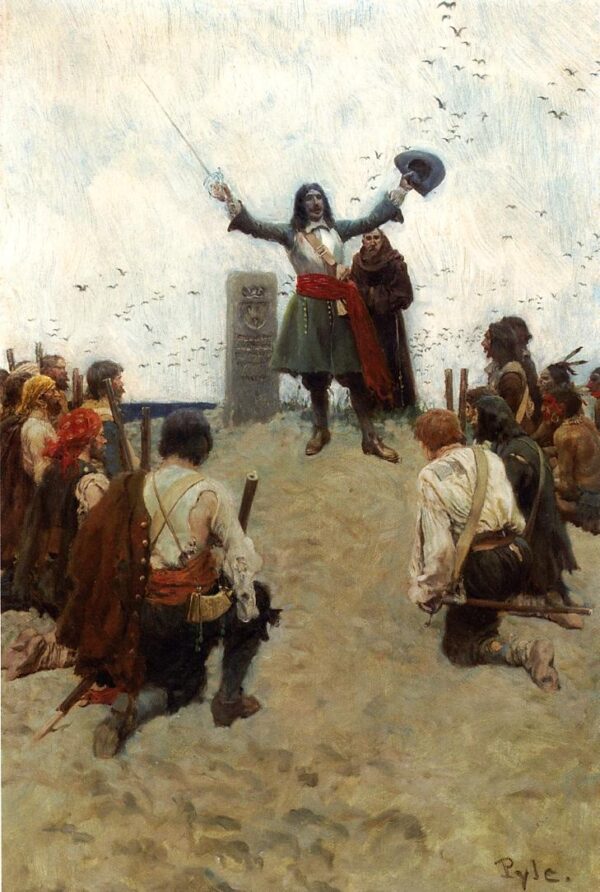 La Salle tauft das Land « Louisiana » – Howard Pyle Howard Pyle