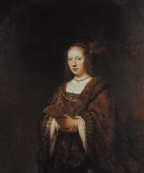 Dame mit einem Fächer – Rembrandt van Rijn Rembrandt van Rijn 70x85