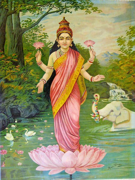 Lakshmi, die Göttin des Reichtums – Ravi Varmâ 70x85