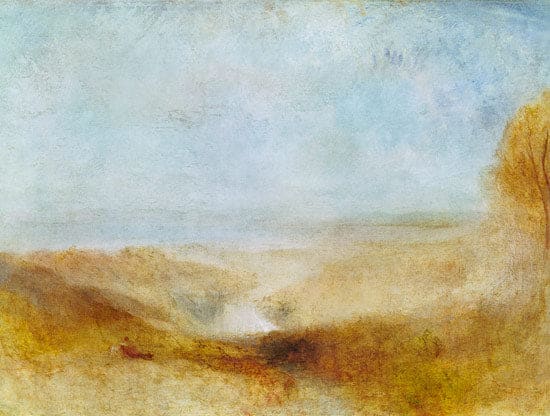 Landschaft mit einem Fluss und einer Bucht in der Ferne – William Turner J.M.W. Turner 85x75