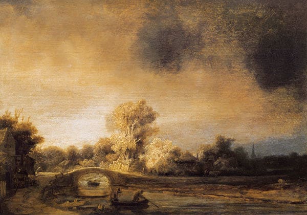 Rembrandt, Landschaft mit Steinbrücke – Rembrandt van Rijn Rembrandt van Rijn 105x70