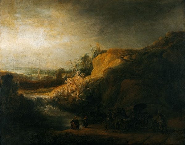 Landschaft mit der Taufe des Eunuchen – Rembrandt van Rijn Rembrandt van Rijn 85x75