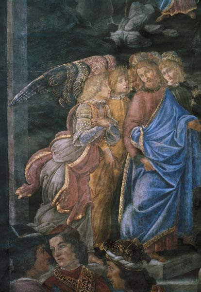 Die Reinigung des Aussätzigen und die Versuchung Christi in der Sixtinischen Kapelle: Detail von Christus – Sandro Botticelli Sandro Botticelli 70x105